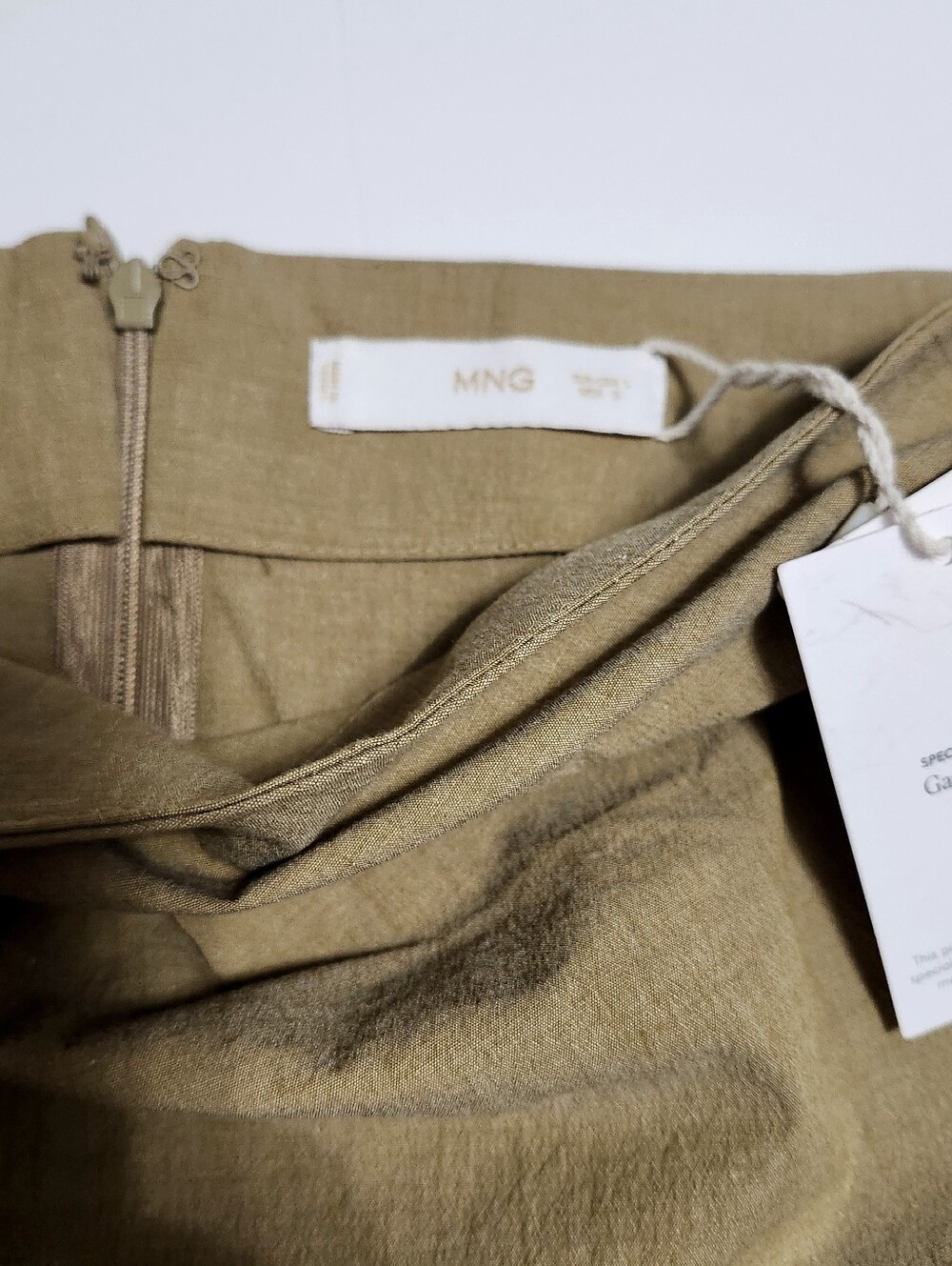 Mango sz L Sand Gathered Front Mini Skirt NWT - Picture 6 of 10